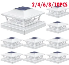 2-10 Pack Solar 6"LED Post Light Deck Cap Fence Landscape Lamp Modern Vinyl Wood