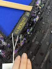 Babeyond Black Sequin Roaring 20s Flapper Dress Art Deco Fringed, Size XXL 2X