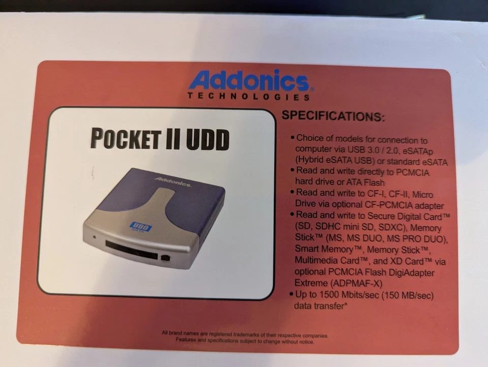 Addonics Pocket II UDD with ESATA and USB 3.0 ULTRA DIGI Drive model PUDDESP  - Image 2 of 4