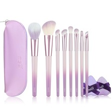 MSQ Make Up Brushes Total 10Pcs-with 8 Makeup Brush & 1 Foundation Purple