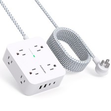 10 Ft Surge Protector Power Strip, Extension Cord with 8 AC Outlets 4 USB 2 ...