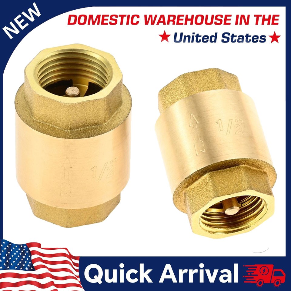 2× Solid Brass Spring Check Valve 1/2" NPT Female Thread for Well Pump Tank