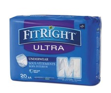  20 Pack New Medline FitRight Ultra Protective Underwear Medium 28-40" Waist