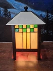 Vintage Quoizel Pagoda Style Tiffany Type Stained Glass