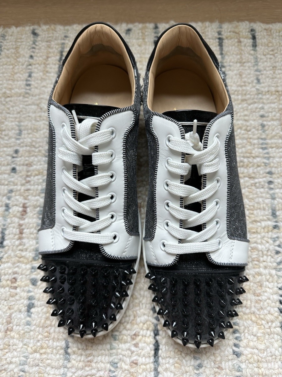 Christian Louboutin Spiked Studded Black White Men's Lace Up
