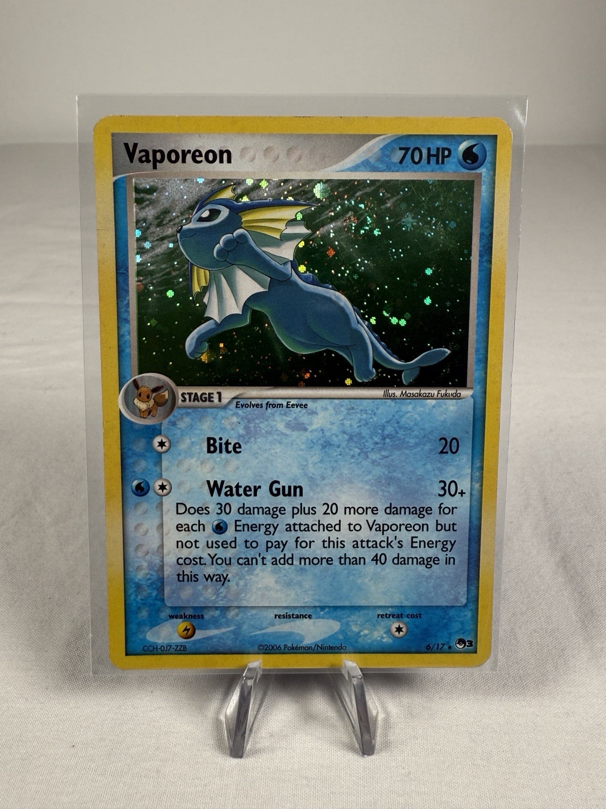 Vaporeon 6/17 Holo Rare Pop Series 3 Pokemon TCG 2006 Moderately Played