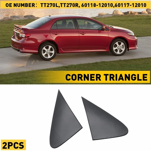 Side Mirror Triangle Corner Molding Fender Trim 2Pcs For 2008-13 Toyota Corolla
