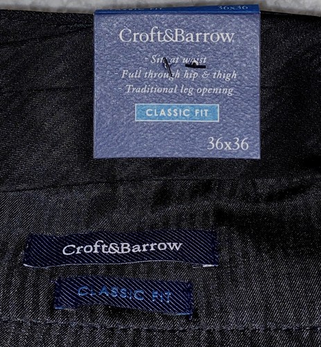 36X36 Mens Pants Black NEW Croft & Barrow Big and Tall Classic Fit Dress Slacks - 第 13/13 張圖片