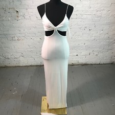 ALICE + OLIVIA Dress Womens 0 Havana White Stretch Jersey Cut-Out Maxi