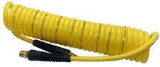 HEAVY DUTY 250 PSI Braided Polyurethane Coiled Yellow Hose 3/8 X 20 FT Coil 1/4"
