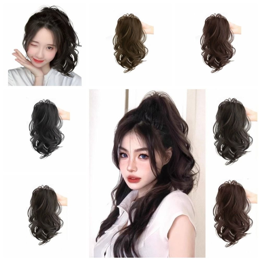 Buy KooKaStyle Long Wavy Wrap Around Ponytail Extension Fluffy Clip in  Synthetic Chocolate Dark Brown Pony Tails Hair Pieces 20 Inch with Front  Side Bangs for Women Daily Use Online at desertcartINDIA