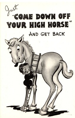 Comic ''Come Down Off Your High Horse & Get Back'' Reprod. Postcard