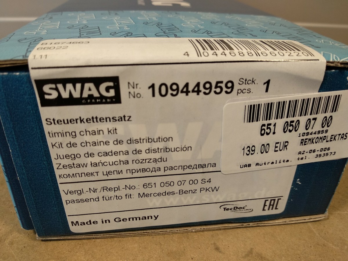 NEW SWAG 10944959 FOR MERCEDES Benz Timing Chain Kit 6510500700 S4  