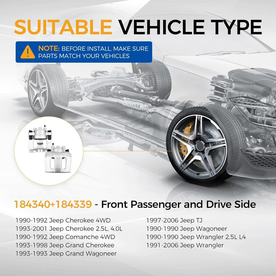 1 Pair Brake Calipers Front Left & Right for Jeep Grand Cherokee TJ Wagoneer - Image 4 of 4