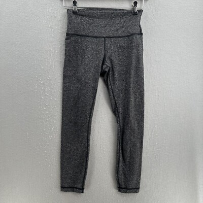 Lululemon Wunder Under Pant Leggings Herringbone Heathered Black Black Size 4 XS