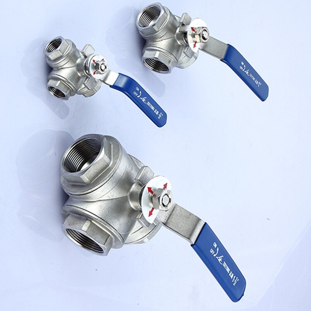 1pc DN10 Female Ball Valve Ttype Three Way Connection Stainless Steel