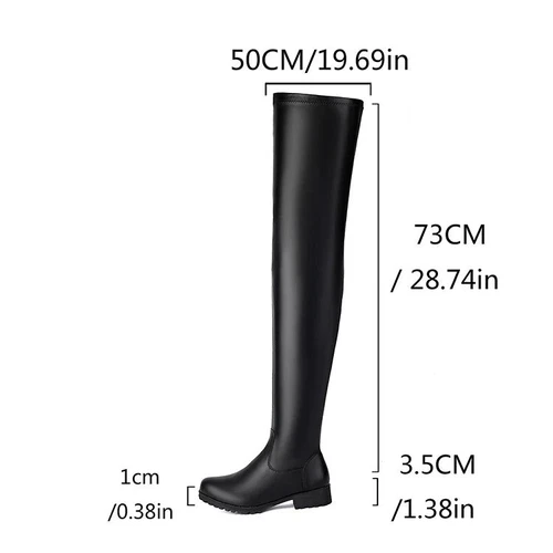 36-48 Overknee Übergröße Stiefel Flach Weich Reißverschluß Boots Schwarz - Bild 5 von 16
