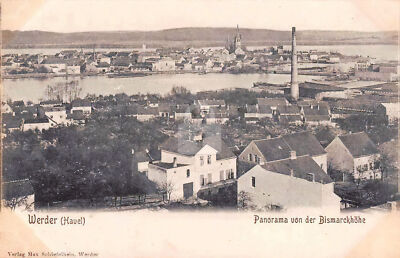 Werder Havel Germany Panorama from The Bismarckhohe Postcard Copy