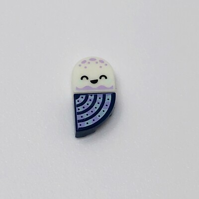 24246 LEGO Tile 1x1 Half Circle Extended Glow White JELLYFISH Face Tentacles (1)