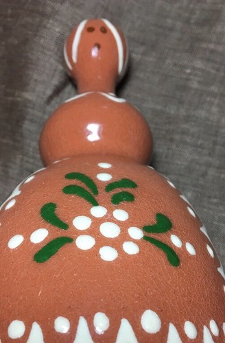 Slipware Pottery Figurine Folkart - red clay, hand-decorated hollow - stamped 2 - Picture 2 of 6