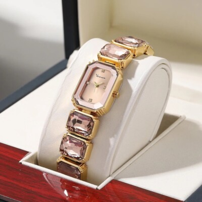 Luxus Diamant Damen Armband Uhr Rosegold Edelstahl Quarz Reloj