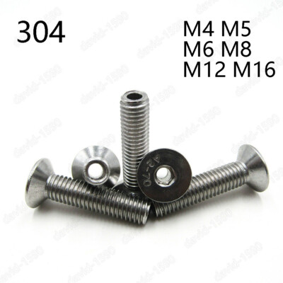 #ad M4 M5 M6 M8 M10 Stainless Steel Hex Socket Countersunk Head Hollow Screws Bolt $117.64