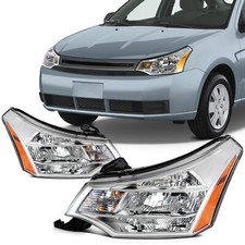 Headlights Assembly For Ford Focus 2011-2008 Chrome Clear Lens Leftright Pair