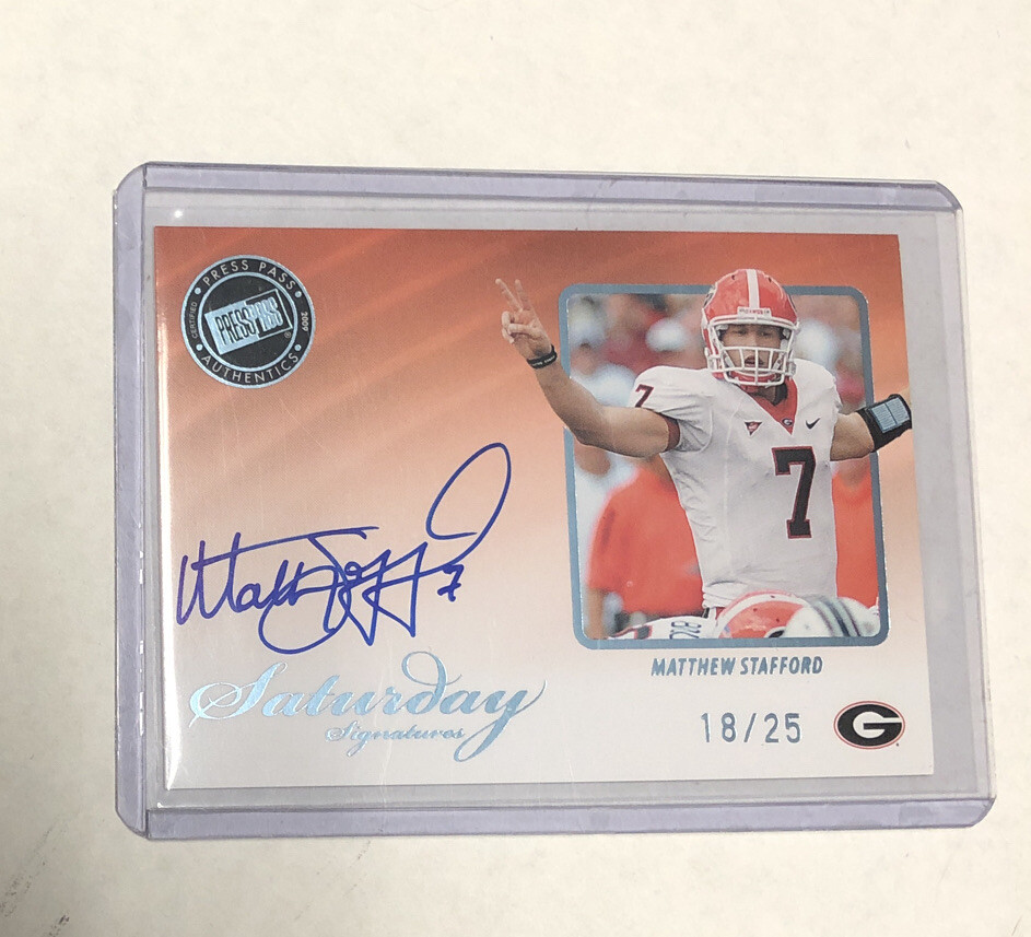 MATTHEW STAFFORD Rookie Auto 18/25 PRESS PASS LEGENDS SATURDAY