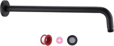 Matte Black Shower Arm Extension – 16” Wall Mount 90° Rain Shower Head Pipe