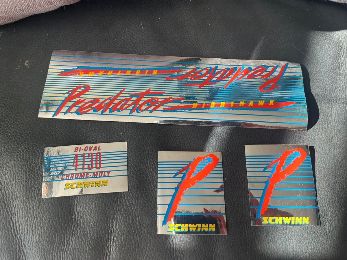 🍀NOS ORIGINAL 80's SCHWINN PREDATOR NIGHTHAWK DECALS STICKERS OLD