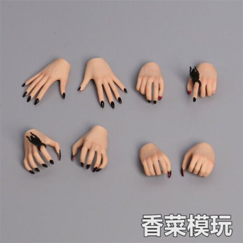 1/6 Female 4Pairs Black Nail Fingers Hands Shape Fit 12" Pale PH TBL Figure Body - Picture 1 of 2