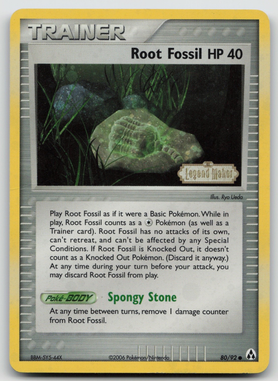 Pokemon Card Root Fossil REVERSE HOLO STAMPED Legend Maker 80/92
