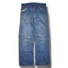 Vintage 50s Big Smith Carpenter Denim Pants Sanforized Faded Farm Distressed
