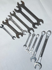 11 Various Vintage Unbranded SAE Metric Open End Wrenches Automotive Hand Tools