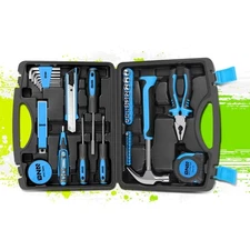 SOCKETS HEX KEYS HAMMER SCREWDRIVER HAND TOOL KIT 46PCS HOUSEHOLD TOOLBOX BLUE