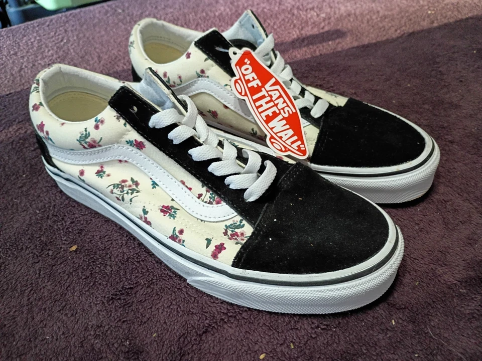 Vans Old Skool Ditsy Floral Classic White Black Size 6 Women's 7.5 Mens With tag - Image 3 of 4