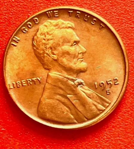 1952-S Lincoln Wheat Cent Penny GEM RD BU From an Original Bank Roll
