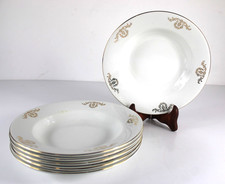 SET 6 PIATTI Fondi Richard Ginori Extra Strong 659 Filo Oro in Porcellana Bianca