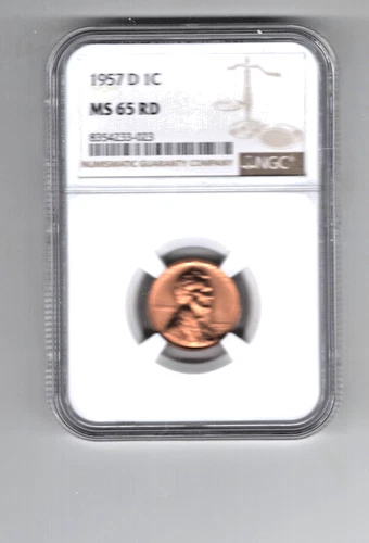 1957-D LINCOLN WHEAT CENT NGC MS65 RD TRUE VIEW BEAUTIFUL RED PENNY