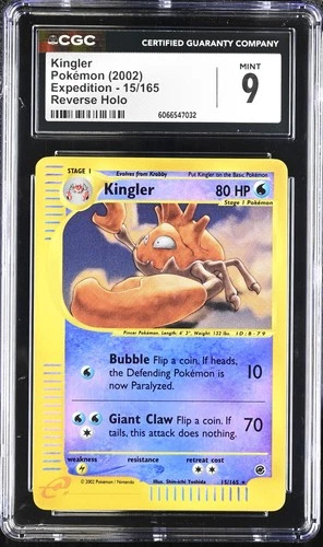 Kingler 15/165 Reverse Holo Expedition CGC 9 Graded Pokémon Card