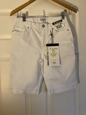 D. Jeans Womens High-Waist Shorts White Size 4 Cotton Blend Pockets New With Tag