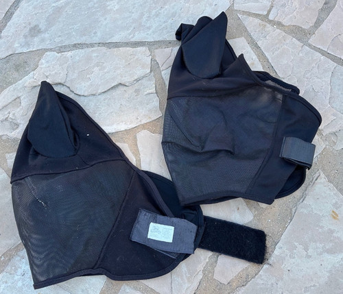 Lot of 2 Black  Absorbine  Ultra Shield Fly Masks  with Ears -  Size Horse 