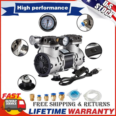 #ad #ad Lab Vacuum Pump Oilless Vacuum Pump 380W 85L Min with Pressure Gauge Silencer US $139.99