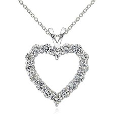 Valentines Day Heart Necklace for Women Sterling Silver Cubic Zirconia Pendan...