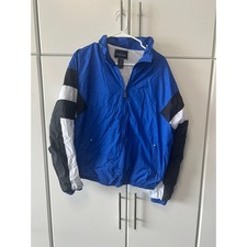 Holloway Vintage Colorblock Windbreaker Jacket Blue Black White Mens Medium