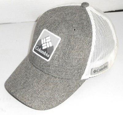 Columbia Hat Flannel Gray Snap Back  Mesh Back Trucker Patch Logo Men's B18