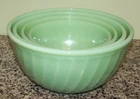 Vintage Jadeite Fire King Swirl Bowls Set of 4 Nesting Mixing  Excellent / Clean