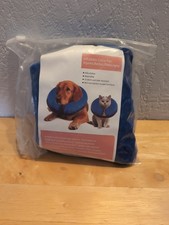 Protective Inflatable Dog Collar Size Large Post Surgery Soft Outer Cover Blue