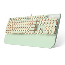 Typewriter Style Mechanical Gaming Keyboard Green Retro Punk White Backlit