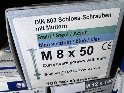 Schlossschrauben M8x50mm 100Stück  mit Muttern / Aktion H2Breg3